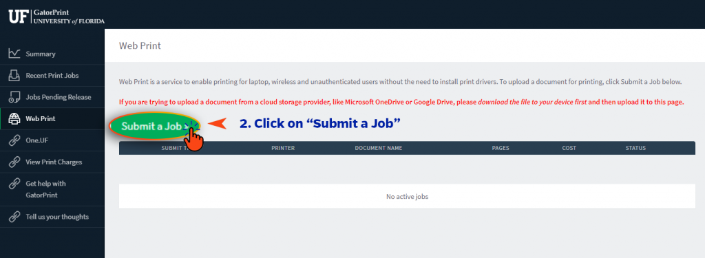 step 2. Click on submit a job